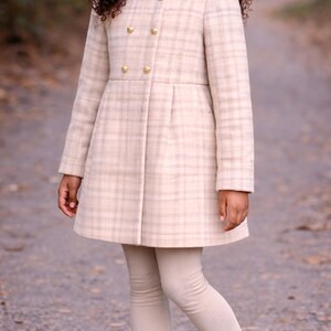 Double breasted kids coat pattern with beret accessory