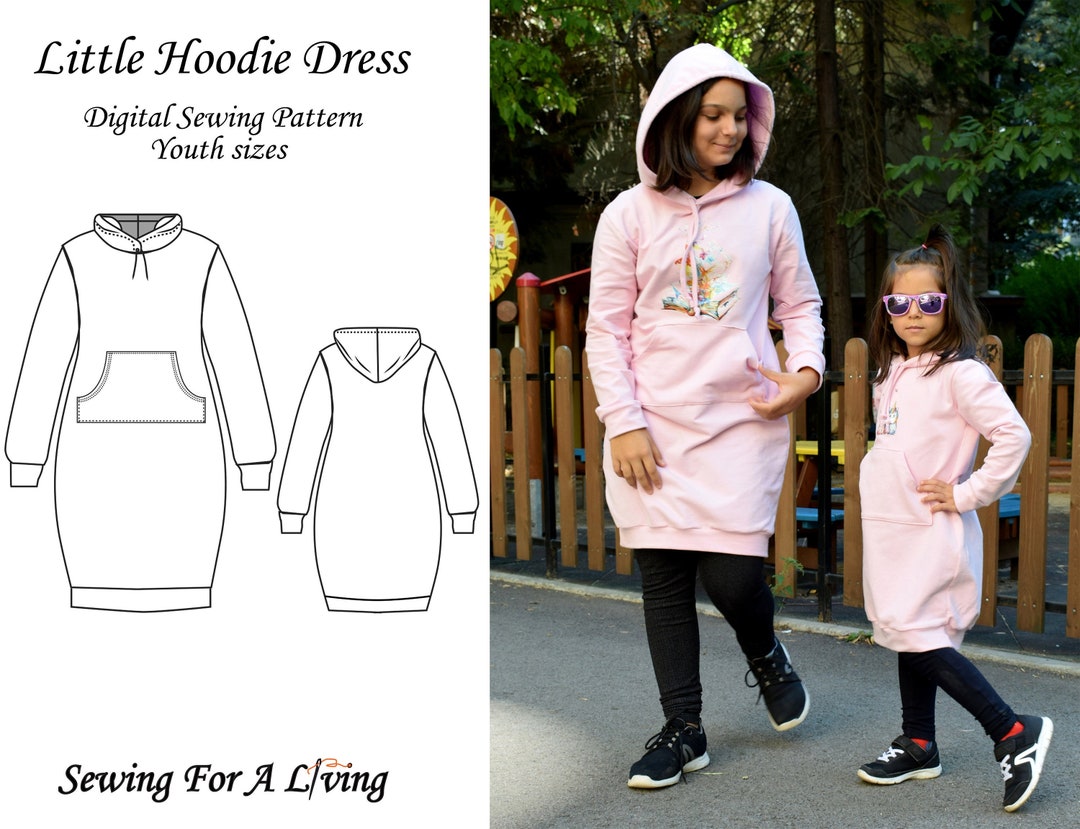 Hoodie Dress Pattern for Children PDF Sewing Pattern Etsy