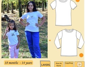 Little Cozy T-shirt / Top / Long and Short Sleeve Pattern For Children - PDF Sewing Pattern