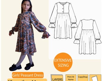 Modello di abito con maniche a sbuffo in stile vintage Grow With Me per ragazze