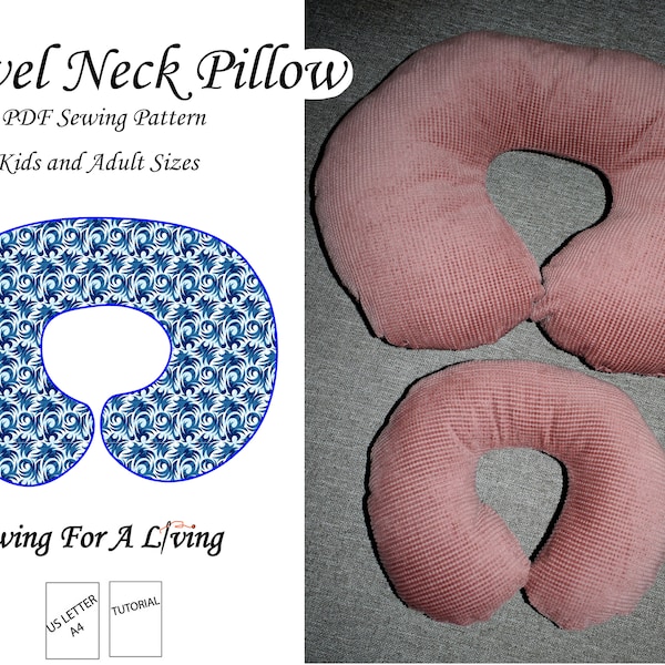 Travel Neck Pillow Pattern in adult and kids sizes | PDF Neck Pillow Pattern