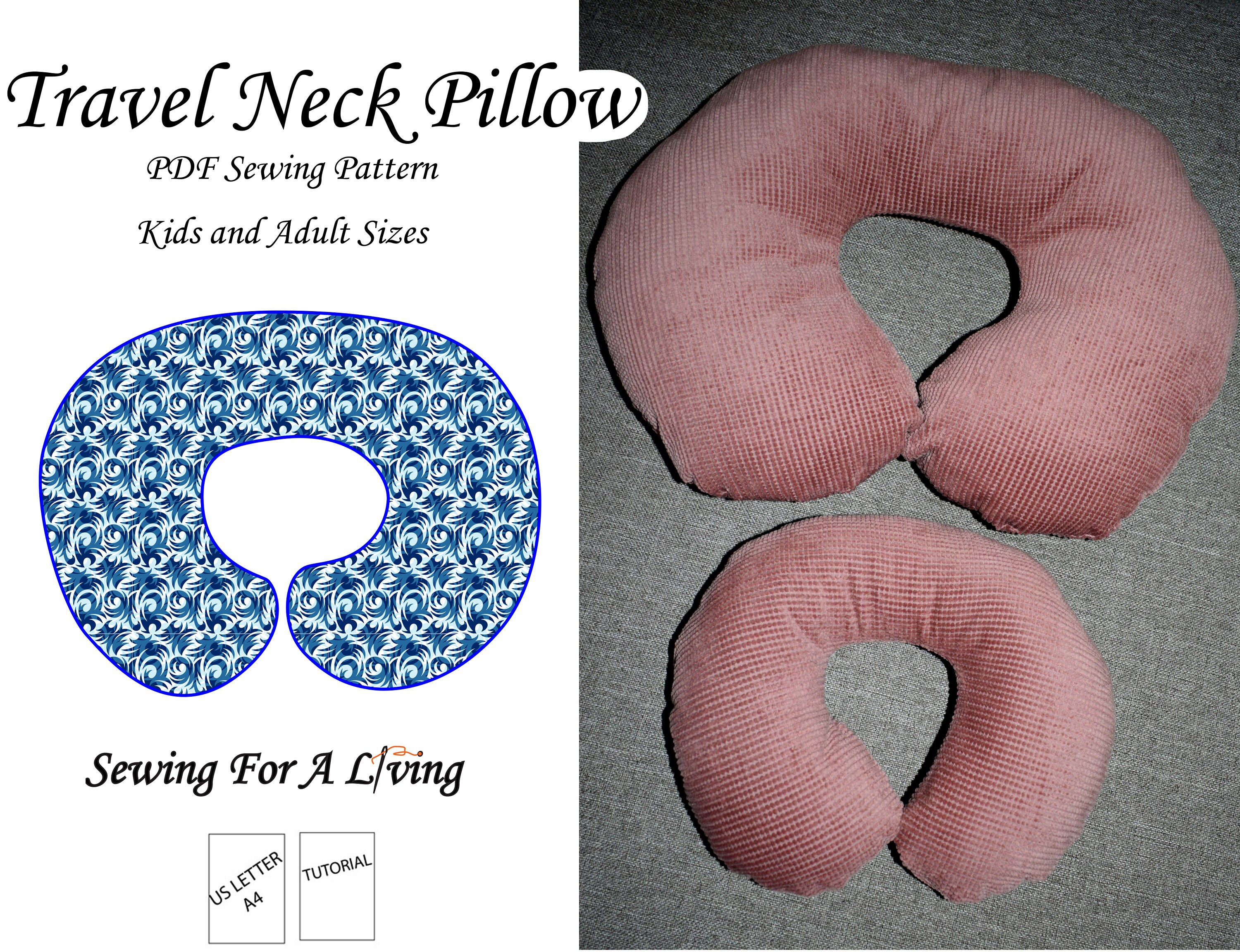Travel Neck Pillow Pattern In Adult And Kids Sizes PDF Neck Etsy