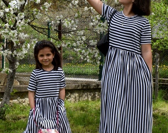 Girls' Knit Dress Sewing Pattern: Maxi or Knee-length (PDF Pattern) - Etsy