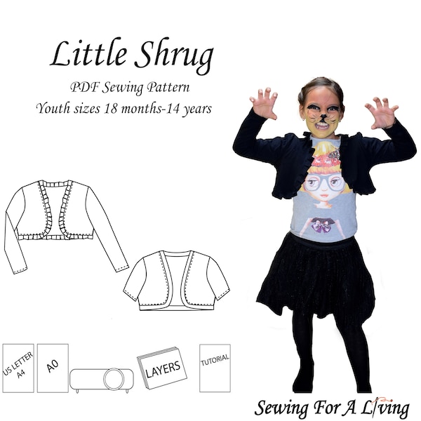 Cozy Shrug | Bolero | Cardigan Spring / Fall PDF Sewing Pattern For Children