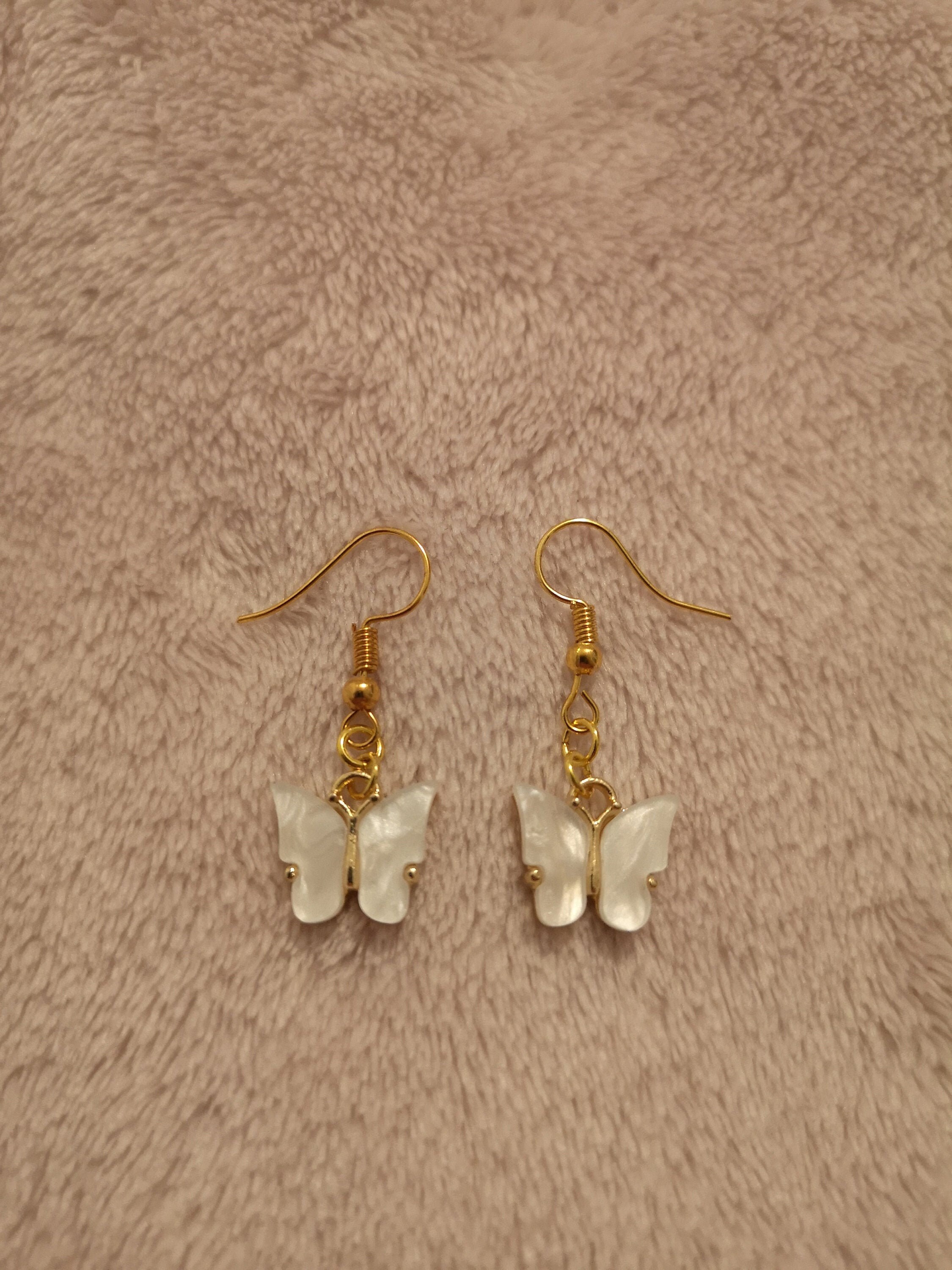 White Butterfly Earrings Etsy