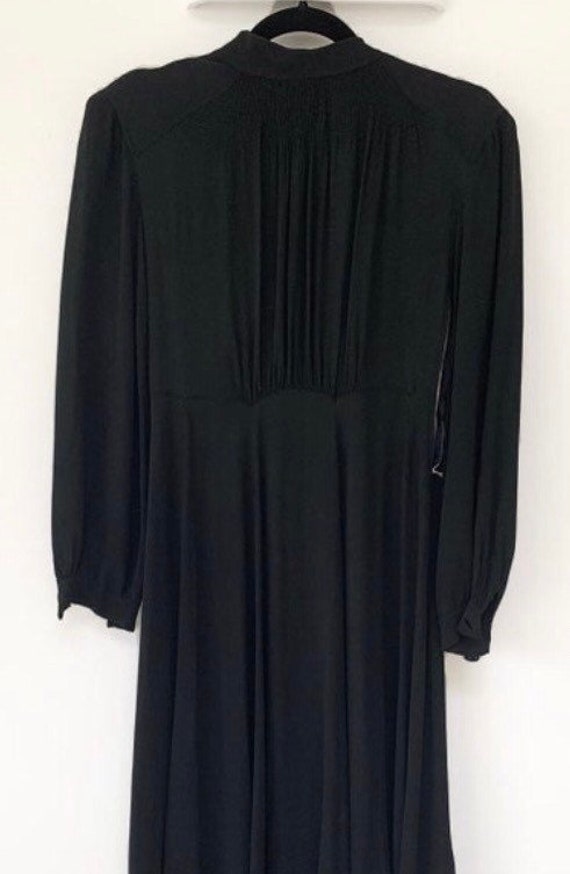 Vintage 1940s smock details black dress - image 3