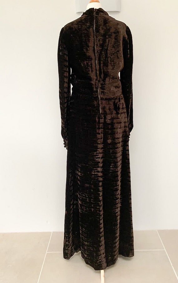 Vintage 70’s Maxi boho / goth  velvet dress size S - image 6