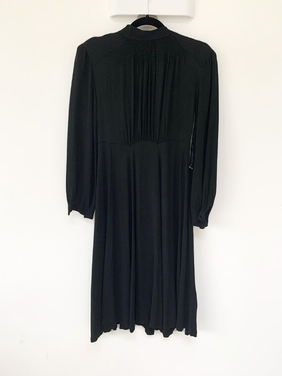 Vintage 1940s smock details black dress - image 6