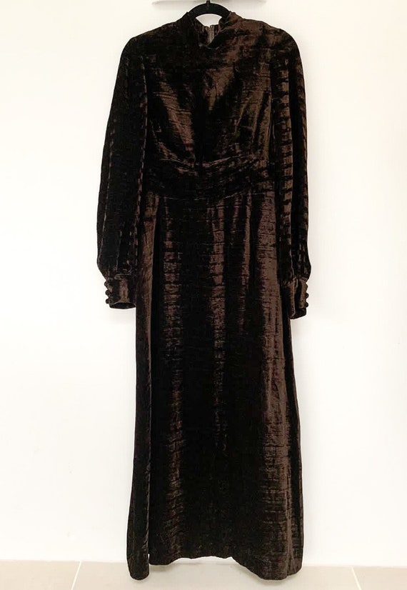 Vintage 70’s Maxi boho / goth  velvet dress size S - image 7