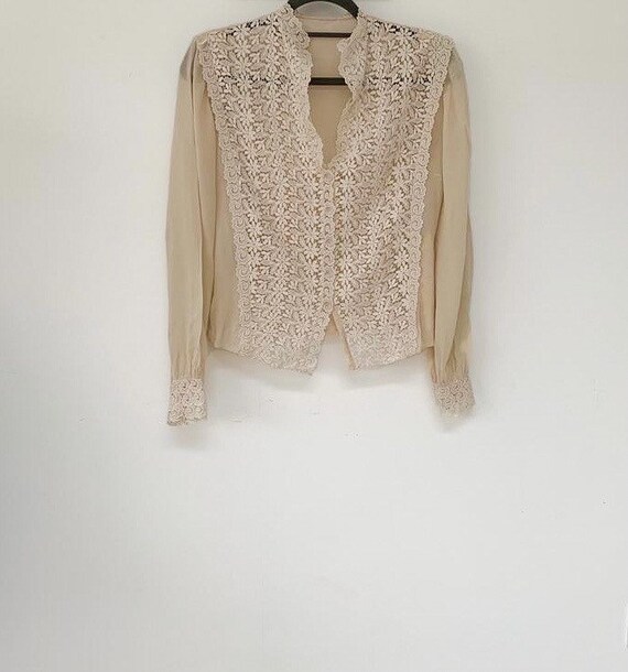 Vintage 1950’s lace & crepe sheer blouse