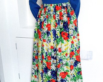 Beautiful 70’s printed maxi dress by Eve Le coq size Small