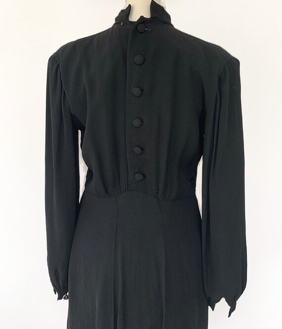 Vintage 1940s smock details black dress - image 5