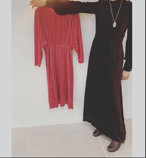 Vintage 70’s Maxi boho / goth  velvet dress size S - image 3