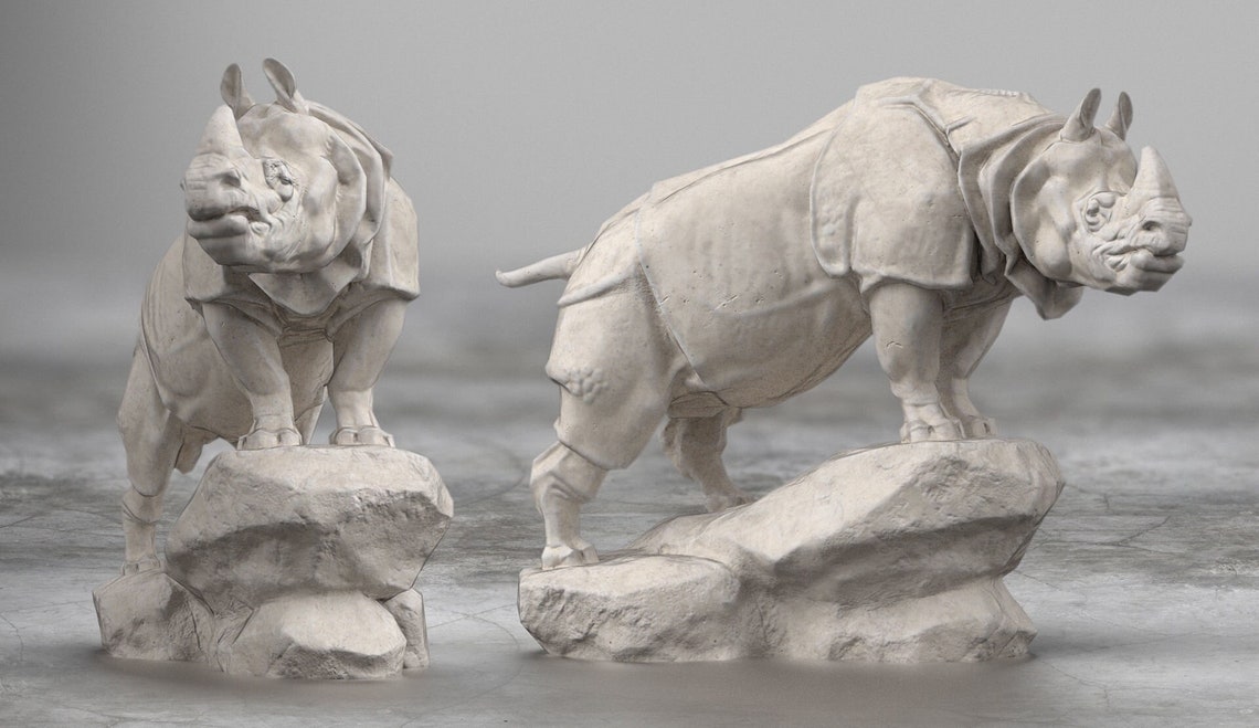 3D Printing Rhino Rhinoceros Statue Handmade Diorama Best Gift Etsy