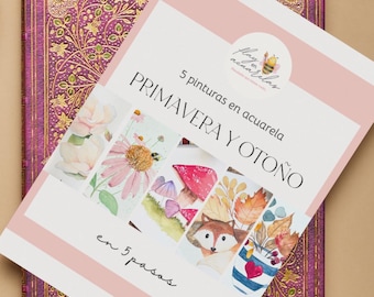 Guía PDF Acuarela – 5 Pinturas Paso a Paso + Bocetos para Calcar – Descargable Primavera y Otoño – eBook para Principiantes