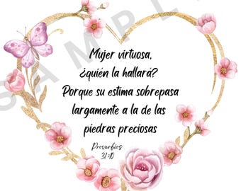 Proverbios 31 corazón SVG, PNG, PDF.  critcut, tazas cristianas