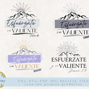 Esfuérzate y sé valiente, Josué 1:9 SVG, PNG Clipart, Día del padre Clipart, Biblia SVG, Dios Svg, cristianos para hombres, set de 4 diseños