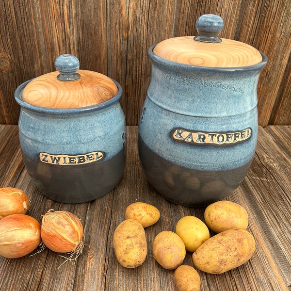 Ensemble de pots à oignons et pommes de terre en céramique