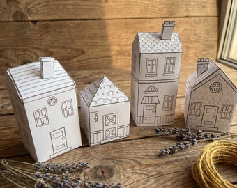 Kit de maquetas de casas de papel imprimibles, aldea de manualidades para armar (descarga digital)