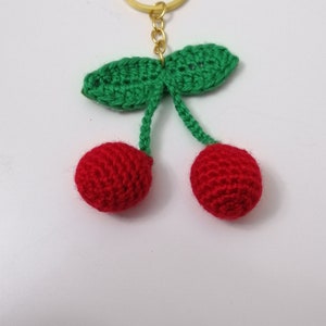 Handmade cherry key chain Amigurimi