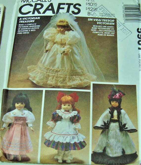 Victorian Treasure Doll Clothes Pattern Dresses Gowns McCall's 5907 13/14 16" 