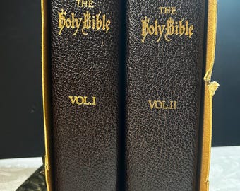 1916 Los veinticuatro libros de las Sagradas Escrituras En 2 volúmenes de cuero Hebrew Press Inglés Hebreo