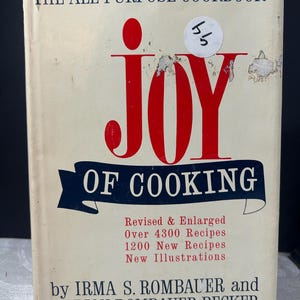 1967 Joy of Cooking autorstwa Irmy Rombauer Bobbs Merrill w twardej oprawie z obwolutą