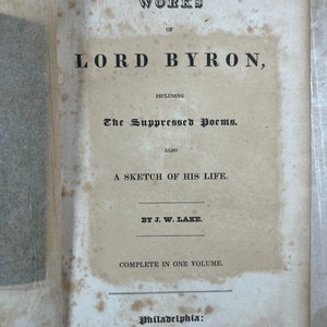 1829 Die Werke von Lord Byron Unterdrückte Gedichte Lebensskizze Seeleder Bild 7