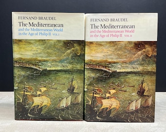 1966 El Mediterráneo y el mundo mediterráneo en la época de Felipe II, de Fernand Braudel. Obra en 2 volúmenes. Harper & Row. 1.ª edición estadounidense.