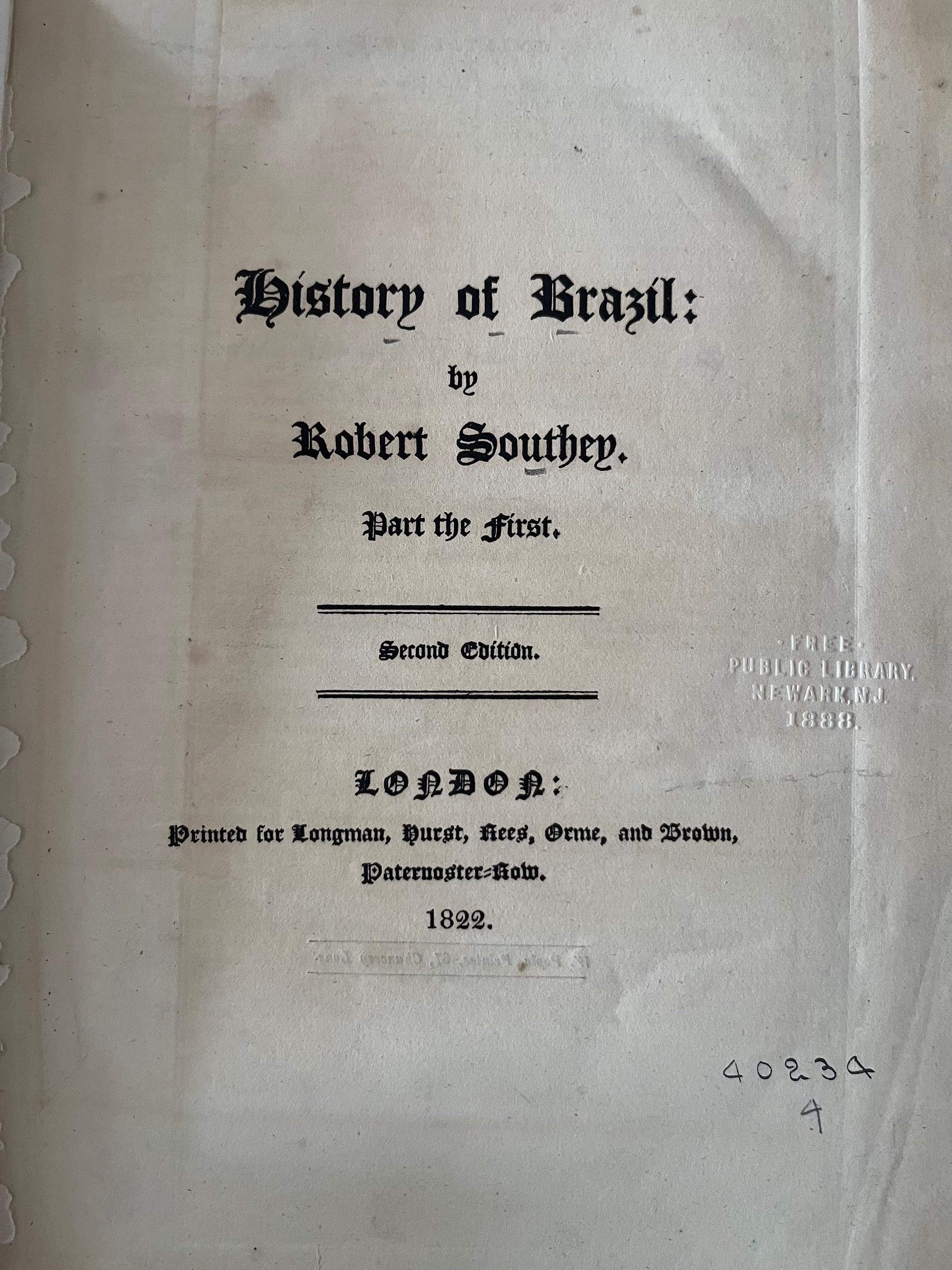 1817-1822 ブラジルの歴史 サウジー 第2版 ポルトガル帝国 南アメリカ