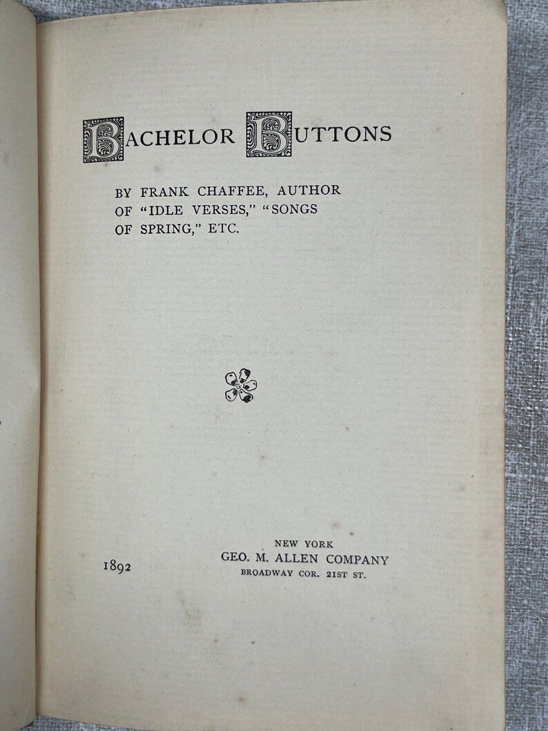 Title page of Bachelor Buttons