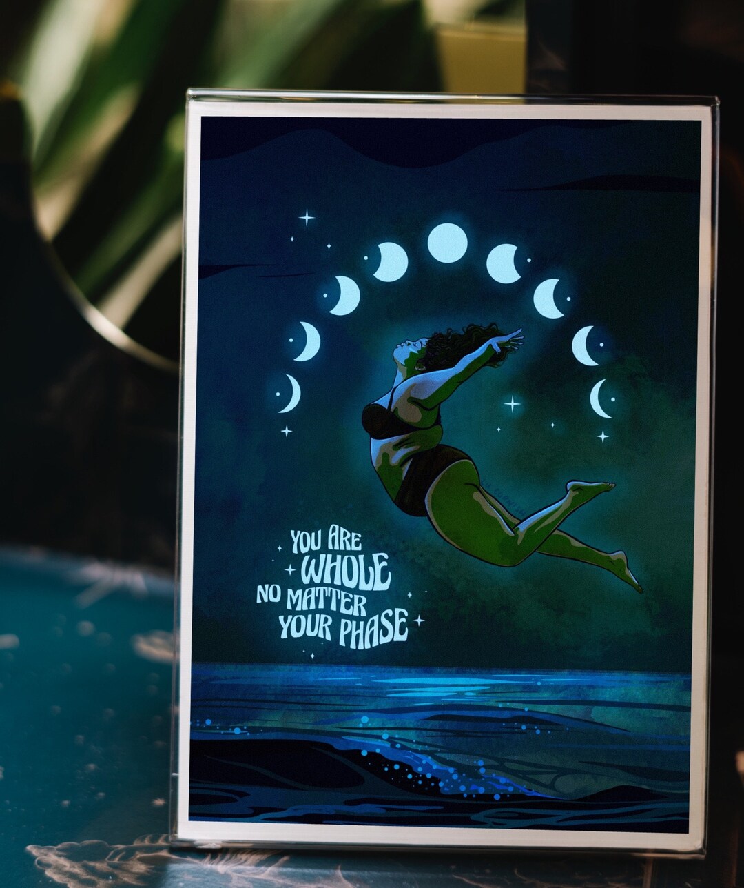 Moonlit Wild Swimming Art Print | Body Positive Sea Art - Etsy UK