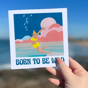 Born To Be Wild Greetings Card | Art card for swimmers | Mid Age Body Positive Card | Celebrate Beauty