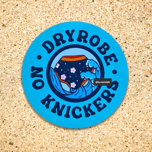 Dryrobe No Knickers Waterproof Stickers, Open water, Cold Water Swim club gift for swimmer, Car Sticker Lu Cornish Wild Swimming Gift