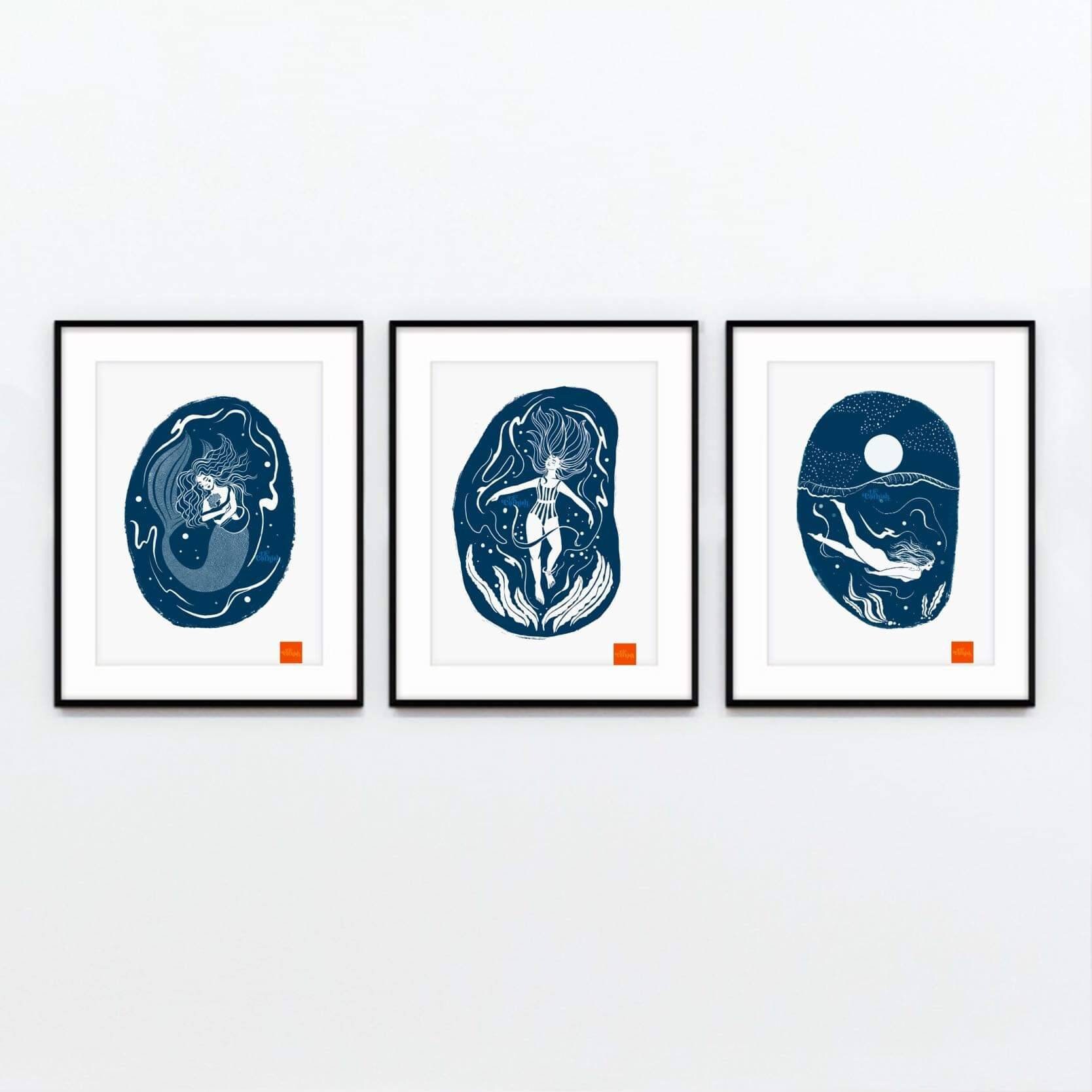 Wild Moon Swim Art Print - Cold Water Swimming | Wild Swimming Gift ...