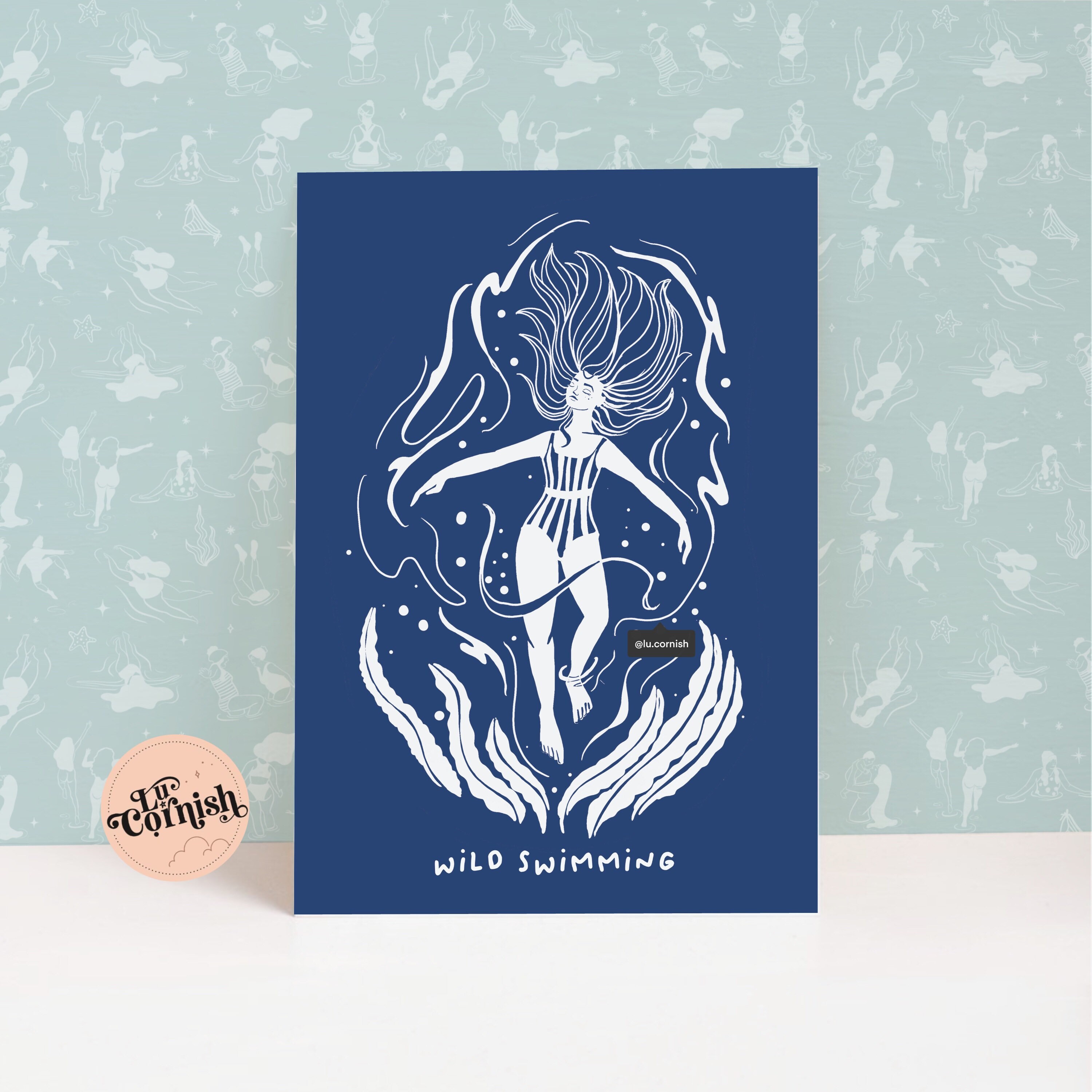 Wild Swimming 01b Art Print Cold Water Swimming | Etsy UK