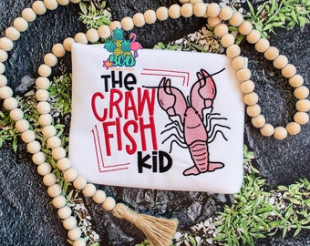 Custom Embroidery Crawfish Shirt, Custom logo embroidery, custom shirt, Crawfish shirt, kids outfit,