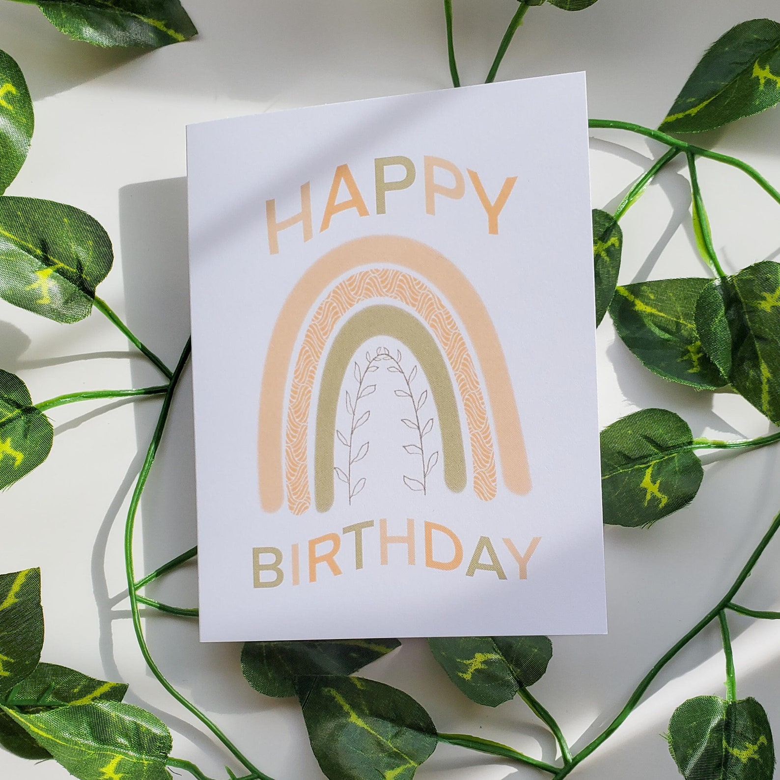 Happy Birthday Boho Rainbow Blank Card Etsy