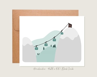 Gondola Ski Hill Blank A2 Greeting Card | The Holiday Collection | Christmas Gifts, Holiday Cards, Holiday Gifts, Mountain Card