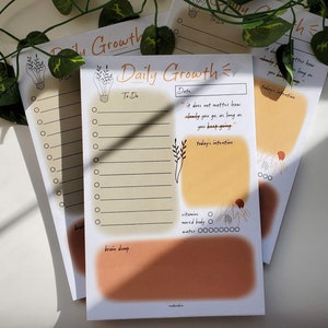 Daily Growth Notepad | Note pad, Planner, Self Development, Productivity, Self Love, To Do List