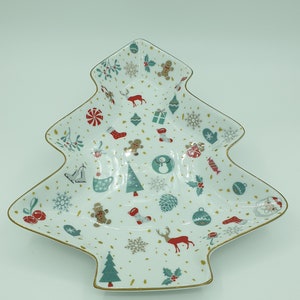 CHRISTMAS TRAY Serving Tray Tree Shape Tray Porcelain Tree Platter White Tree Dish/Plate Christmas Serving Dish Christmas Gift image 2