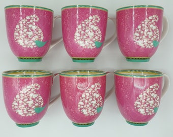 PINK COFFEE MUG, Unique Mug, Pottery Mug Handmade, Porcelain Coffee Cup, Tea Mugs, Tea or Coffee Lover, Housewarming Gift, 6 Pcs