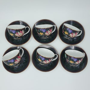 ESPRESSO CUP, Cup and Saucer Black, Porcelain Cup Set, Handmade Coffee Cups, Espresso Lover Gift, Design Cup, Set of 6 image 9