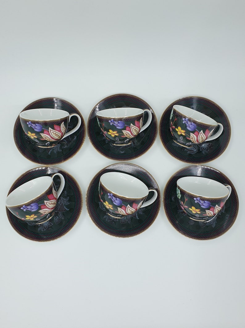 ESPRESSO CUP, Cup and Saucer Black, Porcelain Cup Set, Handmade Coffee Cups, Espresso Lover Gift, Design Cup, Set of 6 image 9