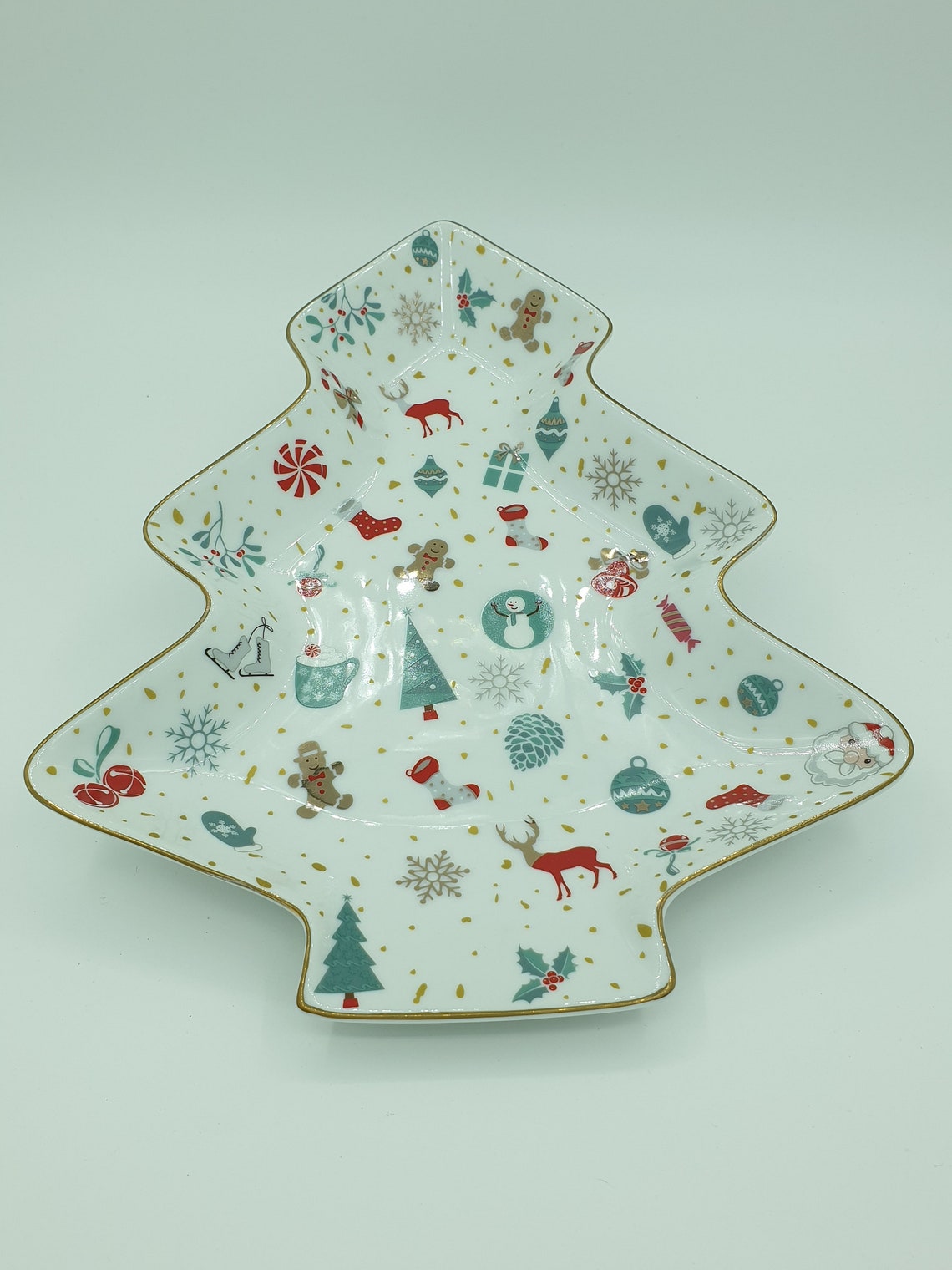 CHRISTMAS TRAY Serving Tray Tree Shape Tray Porcelain Tree Platter