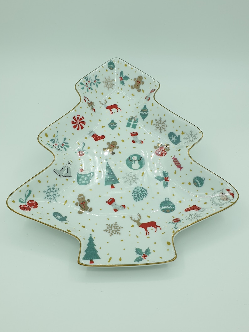 CHRISTMAS TRAY Serving Tray Tree Shape Tray Porcelain Tree Platter White Tree Dish/Plate Christmas Serving Dish Christmas Gift image 2