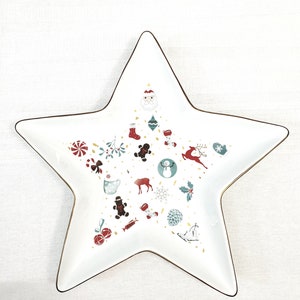 CHRISTMAS TRAY Serving Tray Star Shape Tray Porcelain Star Platter White Star Dish/Plate Christmas Serving Dish Christmas Gift image 1
