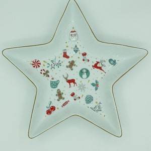 CHRISTMAS TRAY Serving Tray Star Shape Tray Porcelain Star Platter White Star Dish/Plate Christmas Serving Dish Christmas Gift image 2