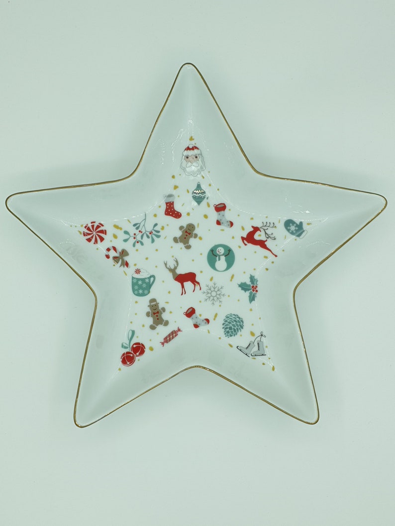 CHRISTMAS TRAY Serving Tray Star Shape Tray Porcelain Star Platter White Star Dish/Plate Christmas Serving Dish Christmas Gift image 2