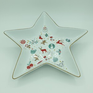 CHRISTMAS TRAY Serving Tray Star Shape Tray Porcelain Star Platter White Star Dish/Plate Christmas Serving Dish Christmas Gift image 3